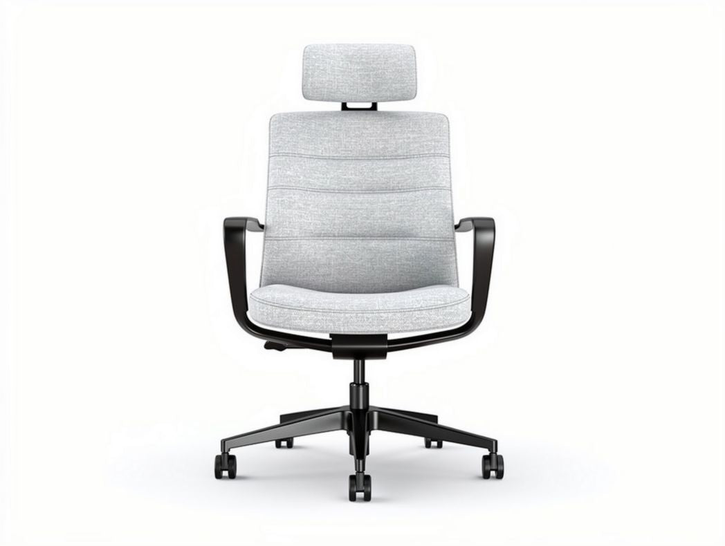 Office chair with adjustable headrest fabric upholstery and black base 60 x 60 x 110cm