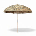 Natural bamboo patio umbrella with wooden pole and hexagonal design 200 x 200 x 250cm