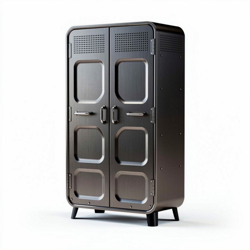 Metal storage cabinet with double doors and ventilation 180 x 90 x 45cm