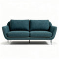 Modern teal fabric sofa with stainless steel legs and removable cushions 200 x 90 x 80cm