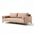 Mid-century modern sofa in soft beige fabric with wooden legs 210 x 90 x 85cm