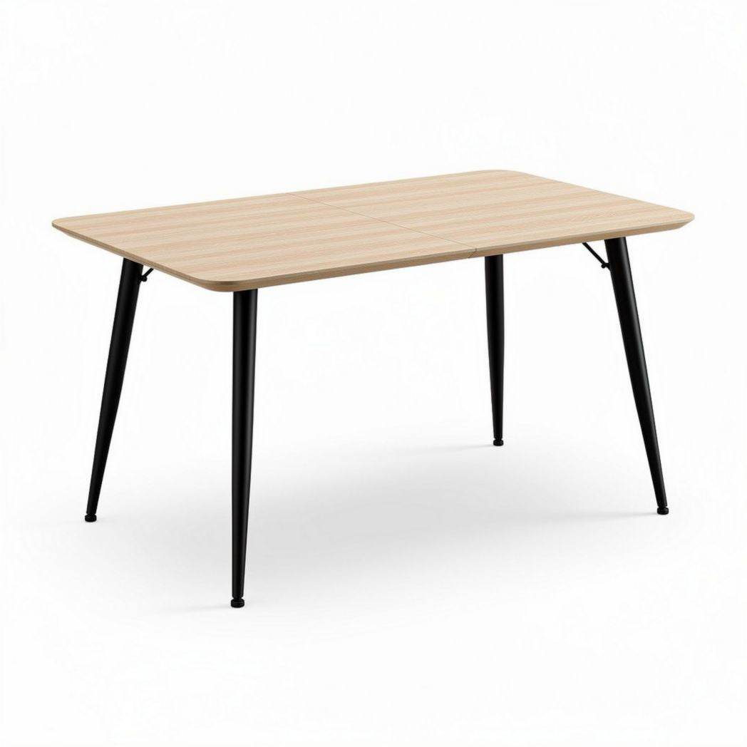 Wooden dining table with black metal legs in 120 x 75 x 75cm size