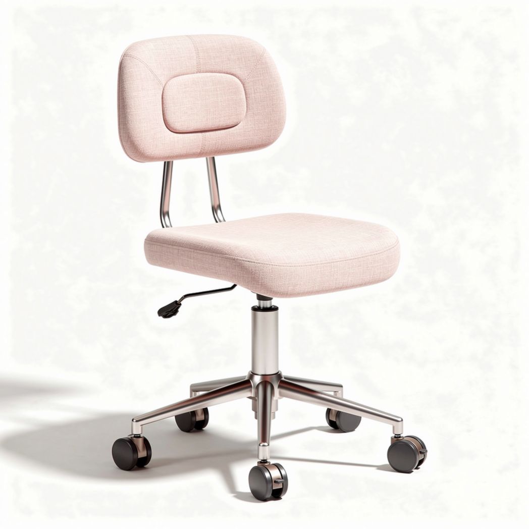 Fabric office chair with adjustable height and rolling wheels in pink 50 x 50 x 85cm
