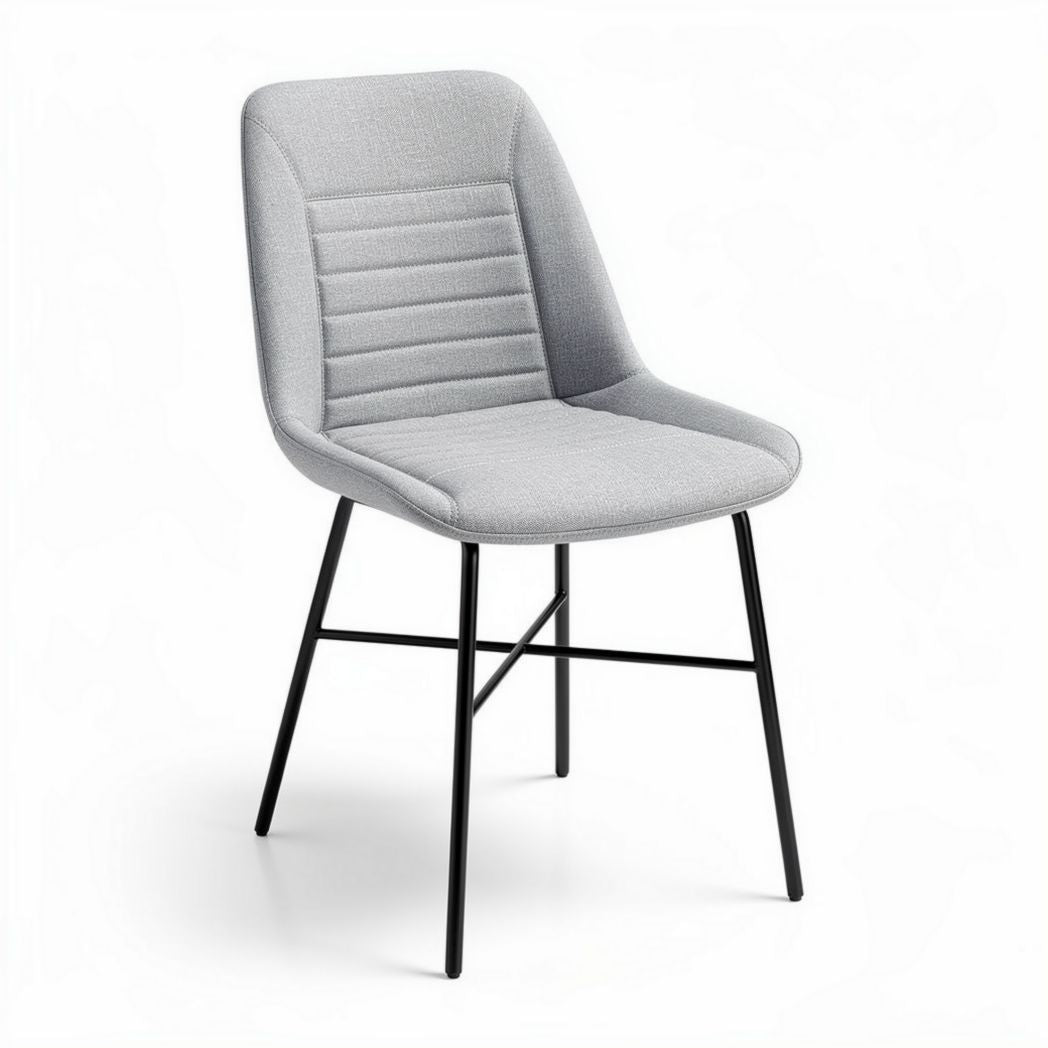 Upholstered dining chair with metal legs in gray fabric 45 x 50 x 85cm